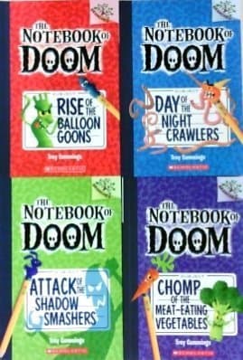 The Notebook of Doom Pack Set of 4 Books, The Notebook of Doom #1: Rise of the Balloon Goons, The Notebook of Doom #2: Day of the Night Crawlers, The Notebook of Doom #3: Attack of the Shadow Smashers, #4: Chomp of the Meat-Eating Vegetables