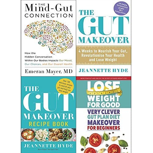 Mind gut connection [hardcover], gut makeover, recipe book and very clever gut diet 4 books collection set