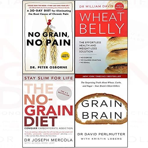 No grain, no pain, wheat belly, no-grain diet, grain brain 4 books collection set