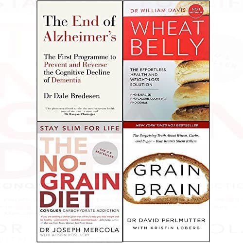 End of alzheimer’s, wheat belly, no-grain diet, grain brain 4 books collection set