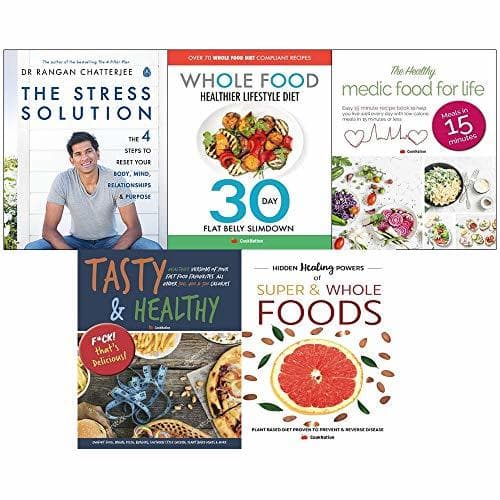 The Stress solution / whole food healthier lifestyle diet / healthy medic food / tasty and healthy / hidden healing powers 5 books collection set
