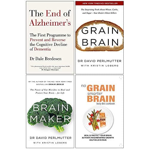 End of Alzheimers, Grain Brain, Brain Maker, No Grain Smarter Brain Body Diet Cookbook 4 Books Collection Set