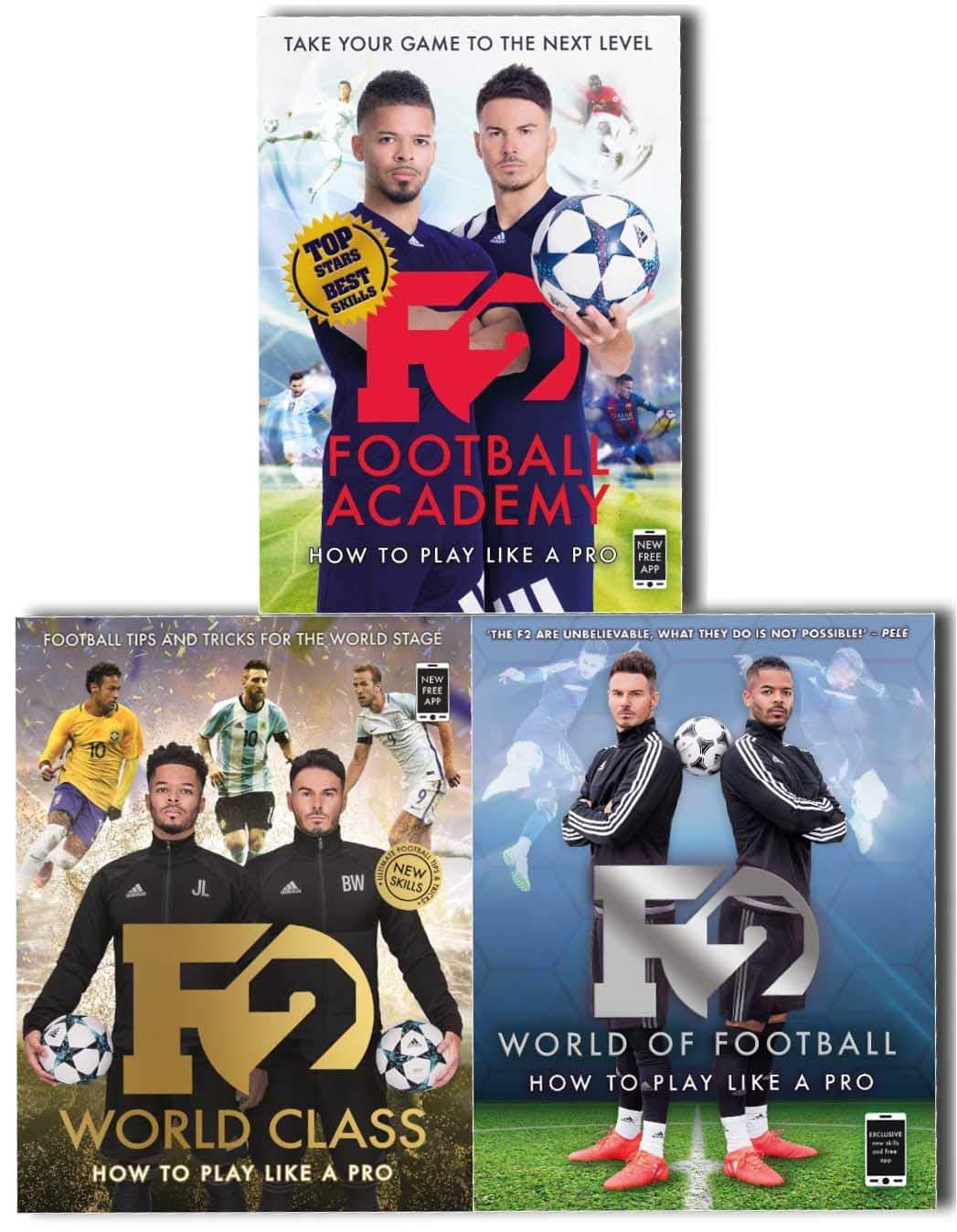 F2 Football Academy, World Class and World of football 3 Books Collection- Football Tips and Tricks etc