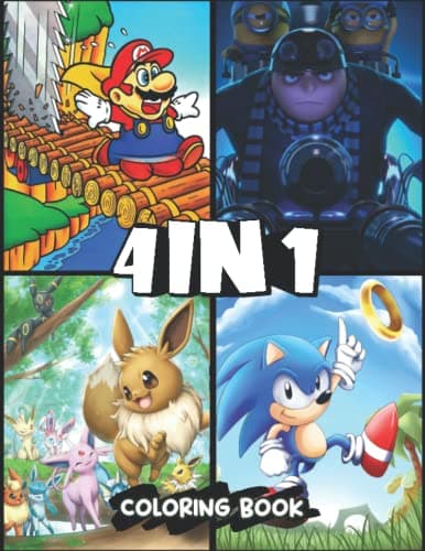 4 IN 1 Coloring Book: High Quality Illustrations Of Cartoon Characters For Fans, Help Relax And Relieve Stress