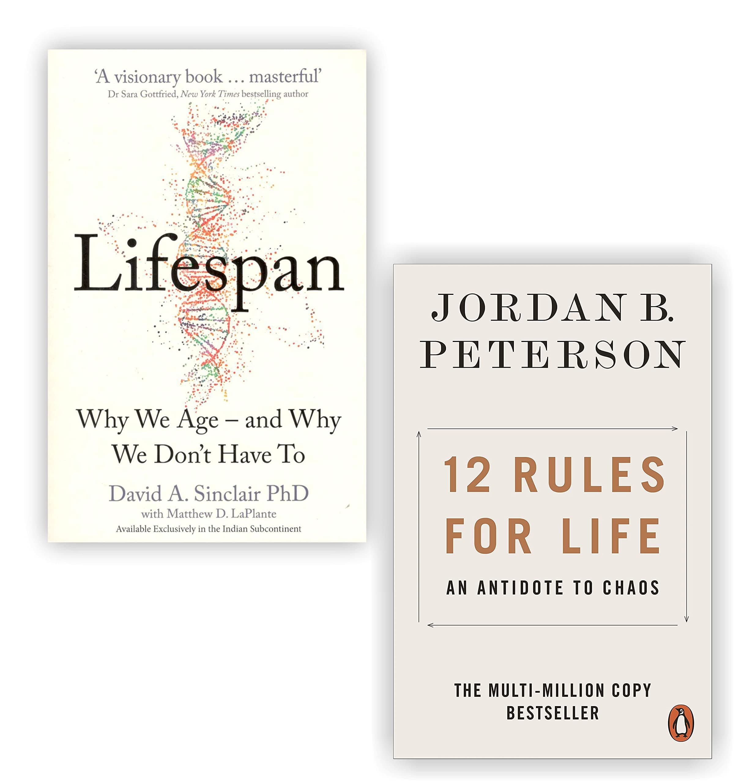 2 Books Set [12 Rules for Life: An Antidote to Chaos & Lifespan: Why We Age and Why We Don’t Have To]