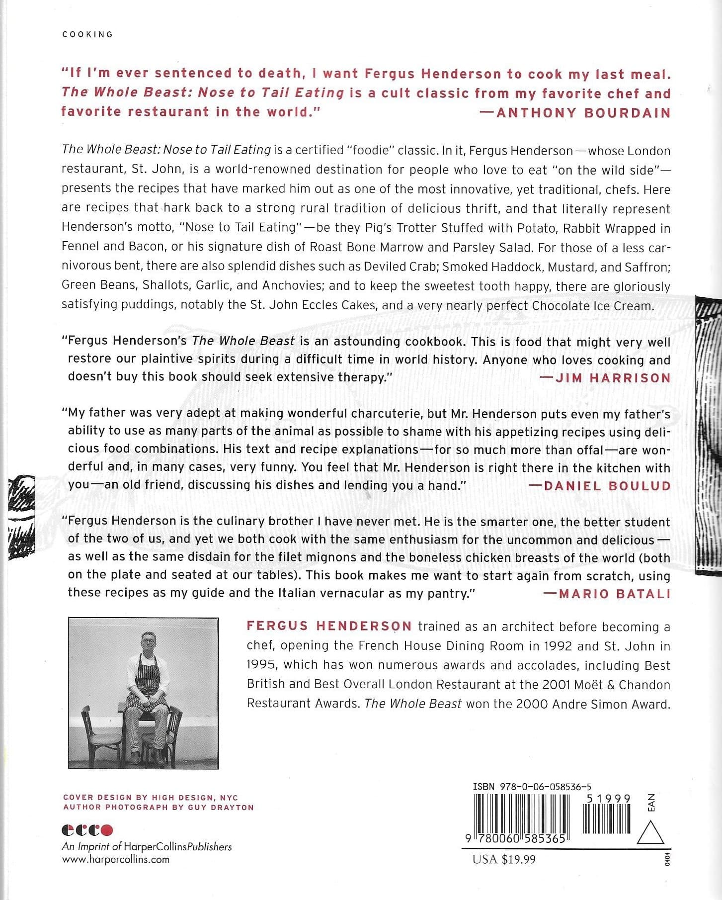 The Whole Beast By Henderson Fergus Bourdain Anthony INT