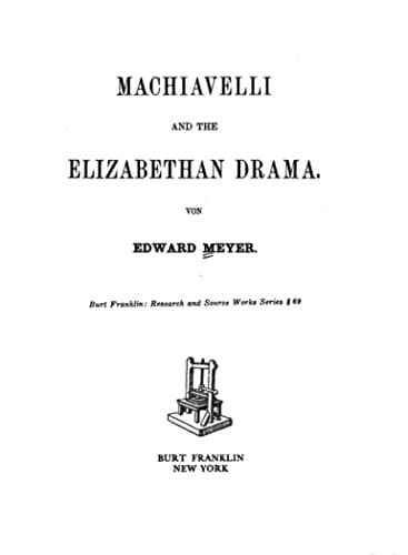 Machiavelli and Elizabethan Drama