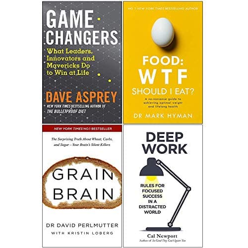 Game Changers, Food Wtf Should I Eat, Grain Brain, Deep Work 4 Books Collection Set