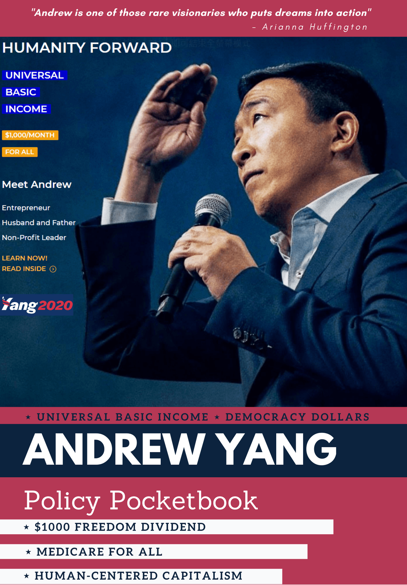 Andrew Yang Policy Pocketbook: $1000 Freedom Dividend, Medicare for All, and Human-Centered Capitalism